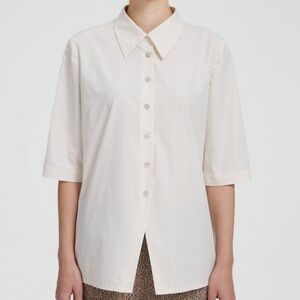 LATTELIER 3/4 Sleeves Back-Slit Shirt Cotton Button Down‎ Size M